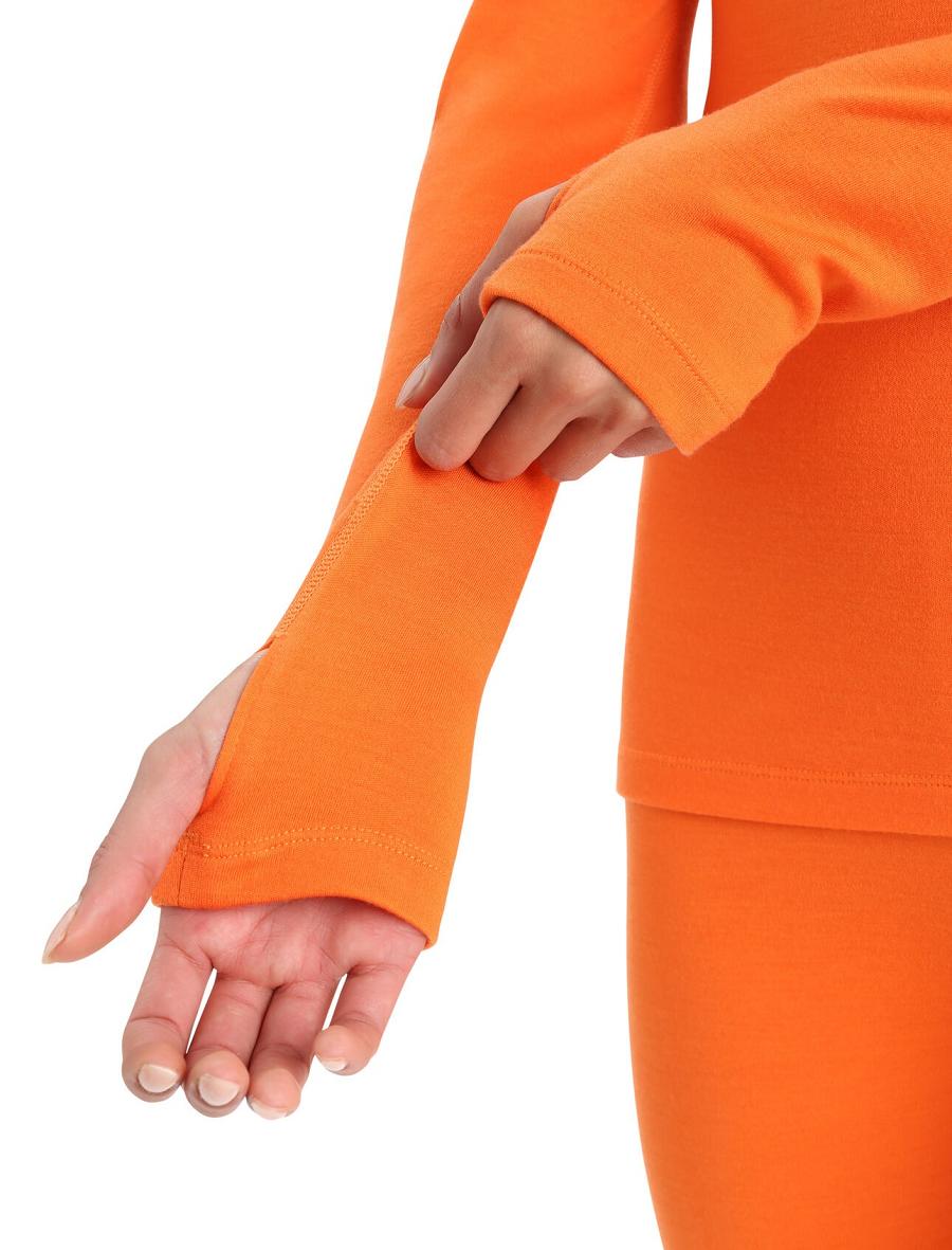 Base Layers Icebreaker MerinoFine™ Long Sleeve Roll Neck Femme Orange | FR 1894LISH